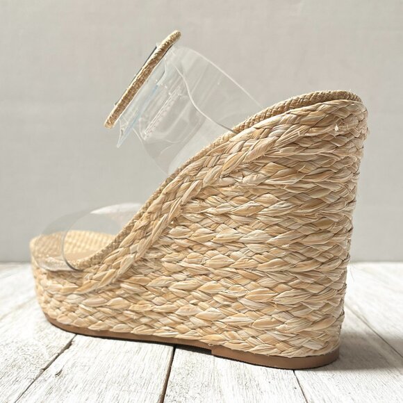 New Clear Straps Platform Wedge Heel Espadrilles Sandals - Picture 7 of 7